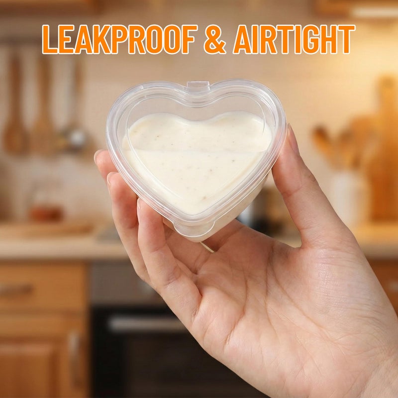 ICYANG 50-Pack Heart Shaped Jello Shot Cups, 1.5 Oz Clear Plastic Heart Containers with Lids, Reusable Portion Cups for Valentineâ€™s Day, Bridal Showers, Parties, Dessert Making - Image 3